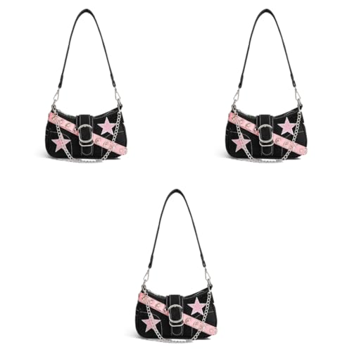 PALAY® Chic Shoulder Bag for Girls Canvas Handbag with Chain Charm Small Hobo Stylish Sweet Y2K Star Patchwork Letter Printed Casual Zipper 23x7x13cm 3PCS PALAY® Chic Shoulder Bag for Girls Canvas Handbag with Chain Charm Small Hobo Stylish Sweet Y2K Star Patchwork Letter Printed Casual Zipper 23x7x13cm 3PCS